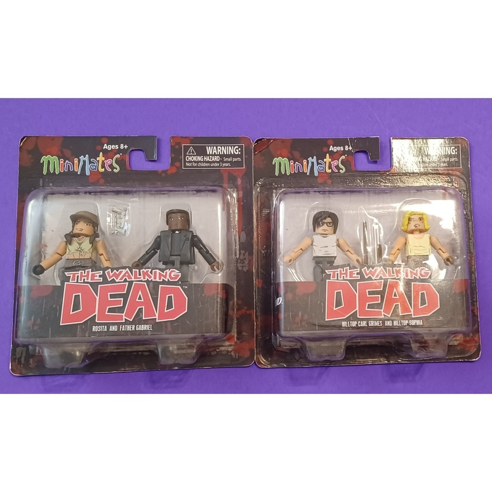 2 NEW The Walking Dead MiniMates Series 8 Carl Grimes Father Gabriel Figure